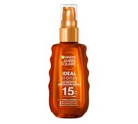 Garnier Olio Protettivo Abbronzante Spray, Protezione Media SPF 15+, Abbronzatura Dorata e Intensa, Pelle Protetta e Baciata dal Sole, Resistente all'Acqua, Ambre Solaire, Ideal Bronze, 150 ml