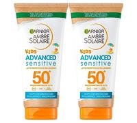 Garnier Ambre Solaire Kids Advanced Sensitive SPF 50+ Latte Solare Protezione Molto Alta Bimbi Ipoallergenico - 2 Flaconi da 50ml