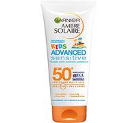 Garnier Ambre Solaire Latte Protettivo IP 50+ Advanced Sensitive Kids, Protezione Molto Alta, Multi-Resistenza, 200 ml