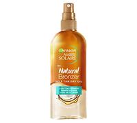 Garnier Ambre Solaire Natural Bronzer Self Tan Dry Oil 150 ml, olio 2 in 1 arricchito con olio di cocco, nutre la pelle e lascia un'abbronzatura finta luminosa, risultato naturale senza striature,