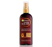 Garnier Ambre Solaire Protezione Solare, Olio Protettivo Abbronzatura Dorata con Burro di Karitè IP6, Protezione Bassa, 150 ml