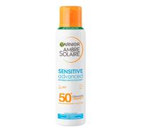 Garnier Ambra Solaire SPF 50+ Sensitive Advanced Dry Mist Sun Cream Spray, Water Resistant & No Greasy Sunscreen, Fragranza Free, UVA & UVB Protection, Approvato da Cruelty Free International, 150 ml