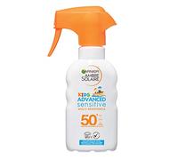 Garnier Ambre Solaire Spray Gachette Protettivo IP 50+ Advanced Sensitive Kids, Protezione Molto Alta, Multi-Resistenza, 200 ml