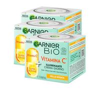 Garnier Bio Crema Viso Giorno Illuminante Vitamina C per Pelli Spente Riduce Linee Sottili Pelle Morbida e Luminosa con Super Agrume - 3 Barattoli da 50ml