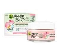 Garnier Bio Rosy Glow, Crema Rosa Idratante 3-in-1, Azione Nutriente, Rassodante e Illuminante, Arricchita con Olio di Rosa Canina Bio e Vitamina C, Formula Vegana, 50 ml