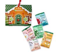 Garnier Cofanetto Natale Casa Pan di Zenzero con 5 Maschere: Hydra Bomb Melograno, Camomilla e Tè Verde, Nutri Bomb Latte di Cocco e Maschera occhi anti-occhiaie