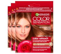 Garnier Color Sensation Color Retouch Tinta Capelli Colorazione Permanente per Ricrescita Copre 100% dei Capelli Bianchi Colore Biondo Scuro - 3 Tinte