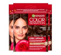 Garnier Color Sensation Color Retouch Tinta Capelli Colorazione Permanente per Ricrescita Copre il 100% dei Capelli Bianchi Applicazione Semplice Colore Castano - 3 Tinte