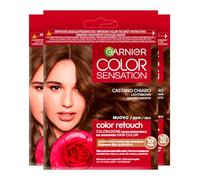 Garnier Color Sensation Color Retouch Tinta Capelli Colorazione Permanente per Ricrescita Copre il 100% dei Capelli Bianchi Applicazione Semplice Colore Castano Chiaro - 3 Tinte
