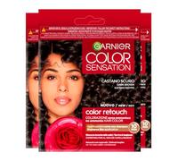 Garnier Color Sensation Color Retouch Tinta Capelli Colorazione Permanente per Ricrescita Copre il 100% dei Capelli Bianchi Applicazione Semplice Colore Castano Scuro - 3 Tinte