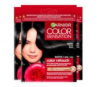 Garnier Color Sensation Color Retouch Tinta Capelli Colorazione Permanente per Ricrescita Copre il 100% dei Capelli Bianchi Applicazione Semplice Colore Nero - 3 Tinte