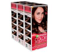 Garnier Color Sensation Colorazione Permanente in Crema Lunga Durata con Olio di Rosa Copre il 100% dei Capelli Bianchi Colore 4.0 Castano - 3 Tinte
