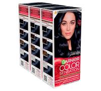 Garnier Color Sensation Colorazione Permanente in Crema Lunga Durata con Olio di Rosa Copre il 100% dei Capelli Bianchi Colore 2.10 Nero Blu - 3 Tinte