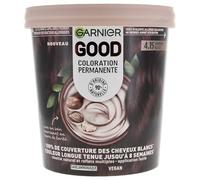 Garnier - Colorazione permanente - Senza ammoniaca - 90% di ingredienti di origine naturale - Burro di karité - 100% copertura per capelli bianchi - GOOD castano ghiacciato 4.15