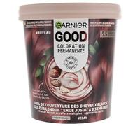 Garnier - Colorazione permanente - Senza ammoniaca - 90% di ingredienti di origine naturale - Burro di karité - 100% copertura per capelli bianchi - GOOD castano chiaro mogano Griotte 5.5