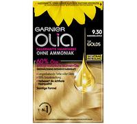 Garnier Colore permanente per capelli senza ammoniaca con oli naturali nutrienti, copertura completa dei capelli grigi, colorazione permanente Olia, oro 9, 30 caramello (biondo), 1 pezzo