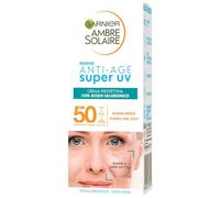 Garnier Crema Viso Protettiva Anti-Age Super UV, Per Pelli Sensibili, Protezione SPF 50, Ad Assorbimento Rapido, Con Acido Ialuronico, Ambre Solaire, 50 ml
