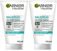 Garnier Delicato sulla pelle 3 in 1 pulizia viso per pelli impure, pulizia, peeling e maschera, con acido salicilico e argilla, 1 x 150 ml (Confezione da 2)