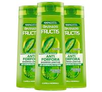 Garnier Fructis Anti-Forfora Shampoo Lenitivo per Capelli Normali Formula Vegana con Tè Verde Senza Siliconi Elimina e Previene la Forfora - 3 Flaconi da 250ml