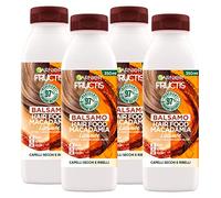Garnier Fructis Balsamo Hair Food Macadamia Azione Lisciante per Capelli Secchi e Ribelli Formula Districante e Vegana con Ingredienti 97% di Origine Naturale - 4 Flaconi da 350ml