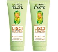 Garnier Fructis Balsamo, Per Capelli Lisci e Lucenti a Lungo, Effetto Anti-Crespo, Trattamento Lisciante alla Cheratina Vegetale e Olio di Argan, Lisci Cheratina, 200 ml (Confezione da 2)