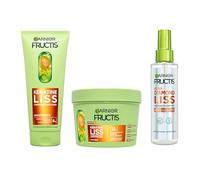 Garnier Fructis Cheratina Liss Routine 3 Prodotti Capelli Lisci & Lucidi | Shampoo Maschera & Spray Diamond Liss, 3 giorni capelli lisci, 100H lucentezza, termoprotettivo 230°C, anti-frisottis