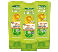 Garnier Fructis Hydra Liss e Shine Balsamo Lisciante per Capelli Crespi Ammorbidisce e Dona Luminosità Formula Vegana Senza Siliconi con Olio di Argan e Cheratina Vegetale - 3 Flaconi da 200ml