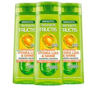 Garnier Fructis Hydra Liss e Shine Shampoo Lisciante per Capelli Crespi Formula Vegana con Olio di Argan e Cheratina Vegetale Ammorbidisce e Illumina Senza Siliconi - 3 flaconi da 250 ml