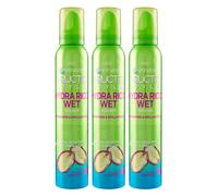 Garnier Fructis Hydra Ricci Wet Mousse Effetto Bagnato Capelli Definiti e Brillanti Formula con Estratto di Pistacchio Effetto Anti Crespo Tenuta 02 Forte - 3 Flaconi da 200ml
