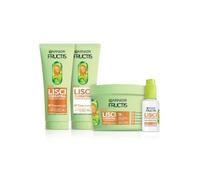 Garnier Fructis Kit per Capelli Lisci, Con Shampoo, Balsamo, Maschera e Siero, Capelli Lisci e Lucenti a Lungo, Effetto Anti-Crespo, Con Cheratina Vegetale e Olio di Argan, Lisci Cheratina