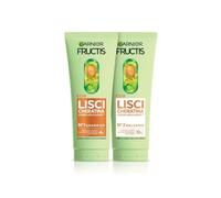 Garnier Fructis Lisci Cheratina, Kit Shampoo e Balsamo, Effetto Anti-Crespo | Capelli Lisci e Lucenti a Lungo, Con Cheratina Vegetale e Olio di Argan, Lisci Cheratina, 200 ml + 200 ml