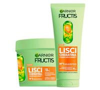 Garnier Fructis Lisci Cheratina Set Shampoo 200ml + Maschera 370ml Trattamento Lisciante per Capelli Secchi e Spenti Formula Vegana con Cheratina Vegetale e Olio di Argan - Set da 2