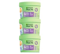 Garnier Fructis Maschera Idratante Metodo Ricci con Acido Ialuronico e Burro di Karité Senza Siliconi Anti Crespo per Capelli Morbidi - 3 Barattoli da 370ml