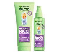 Garnier Fructis Metodo Ricci Set Shampoo 200ml + Spray Idratante 150ml con Acido Ialuronico e Burro di Karité per Ricci Forti Idratati ed Elastici Formula Vegana - Set da 2