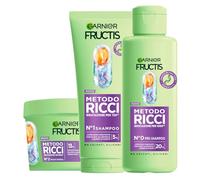 Garnier Fructis Metodo Ricci Shampoo 200ml + Maschera 370ml + Pre-Shampoo 200ml Kit per Ravvivare il Ricci Ridurre il Crespo e Idratare con Burro di Karité e Acido Ialuronico Formula Vegana - Set da 3
