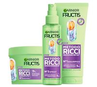 Garnier Fructis Metodo Ricci Shampoo 200ml + Maschera 370ml + Spray Idratante 150ml Definisce Nutre Ravviva il Riccio Riduce il Crespo Idratante con Acido Ialuronico e Burro di Karité - Set da 3