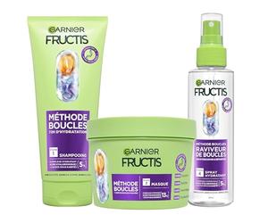 Garnier Fructis Metodo Riccioli Routine 3 Prodotti Per Tutti I Riccioli | Shampoo Maschera & Spray Idratante, Acido Ialuronico & Karité, Riccioli idratati & definiti, Per tutti i riccioli