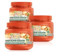 Garnier Fructis, Multi Pack Maschera Ripara&Rinforza, Per Capelli Danneggiati, Riparazione Profonda, Per Capelli Più Forti, Con Olio di Marula e Cheratina Riparatrice, Keratin Filler, Confezione da 3