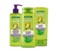 Garnier Fructis Routine Completa Idratante, Con Shampoo, Balsamo e Air Dry Cream, Per Capelli da Mossi a Ricci, Con Proteine Vegetali e Olio di Pistacchio, Hydra Ricci