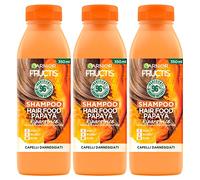 Garnier Fructis Shampoo Hair Food Papaya Azione Riparatrice per Capelli Danneggiati Formula Detergente e Vegana che Non Appesantisce con Ingredienti 96% di Origine Naturale - 3 Flaconi da 350ml