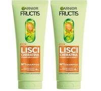 Garnier Fructis Shampoo, Per Capelli Lisci e Lucenti a Lungo, Effetto Anti-Crespo, Trattamento Lisciante alla Cheratina Vegetale e Olio di Argan, Lisci Cheratina, 200 ml (Confezione da 2)