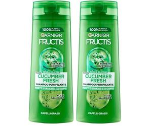 Garnier Fructis Shampoo Purificante, Per Capelli Grassi, Con Acido Salicilico ed Estratto di Cetriolo, Cucumber Fresh, 250 ml (Confezione da 2)