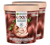 Garnier Good Tinta Colorazione Permanente Fino a 8 Settimane Colore Brillante e Luminoso Copre il 100% dei Capelli Bianchi Formula Vegana Senza Ammoniaca 5.5 Castano Ramato Ibisco - 2 Confezioni