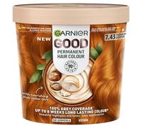Garnier Good Tintura permanente per capelli, copertura grigia al 100% e colore dei capelli a lunga durata di 8 settimane, senza ammoniaca, formula vegana al burro di karitè, applicazione senza stress
