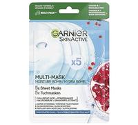 GARNIER Kit 5 Maschere In Tessuto Skin Active Hydra Bomb, Formula Idratante Ed Energizzante Per Pelli Da Dissetare, Melograno, Confezione Richiudibile, Bianco