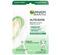 Garnier Maschera in panno maschera viso per pelle secca ed eccitante, cura intensiva e rigenerazione, formula vegana con latte di mandorle e acido ialuronico, Nutri Bomb, 28 g