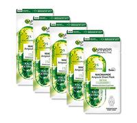 Garnier Maschera in Tessuto Ampolla Detox Purificante, Per Pelli Miste e Grasse, Estratto di Cavolo Nero e Niacinamide, Confezione da 5
