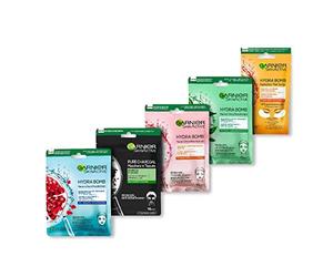 Garnier Maschera in Tessuto HydraBomb, 5 Maschere in Tessuto, Ciascuna con un Effetto Diverso, Per la Cura della Pelle, Confezione da 5