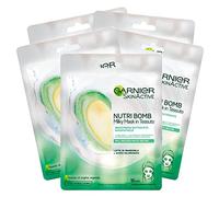 Garnier Maschera in Tessuto Nutriente e Riparatrice Skin Active Nutri Bomb, Per Pelli da Secche a Molto Secche, Effetto Rimpolpante, Con Latte di Mandorla e Acido Ialuronico, Confezione da 5