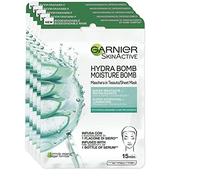 Garnier Maschera in Tessuto Skin Active Hydra Bomb, Formula Super Idratante e Rivitalizzante, Per Tutti i Tipi di Pelle, Con Acido Ialuronico e Aloe Vera Biologica, Confezione da 5